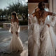 Mermaid Wedding Gown Off-the-Shoulder Long Sleeves Sweep Train Appliqued Wedding Dress OHD264