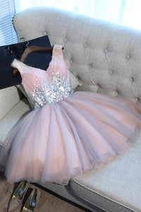 Sweet Pink Homecoming Dress Sexy A-line Short Prom Dress Party Dress OHM179