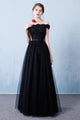 Beautiful A-line Off-the-shoulder Floor Length Sleeveless Long Tulle  Prom Dress/Evening Dress OHC135 | Cathyprom