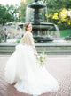 3/4 Sleeve Sexy Deep V Neck Rustic Wedding Dress Chic Lace See Though Back Wedding Dress Bridal Gown PIN0714|CathyProm